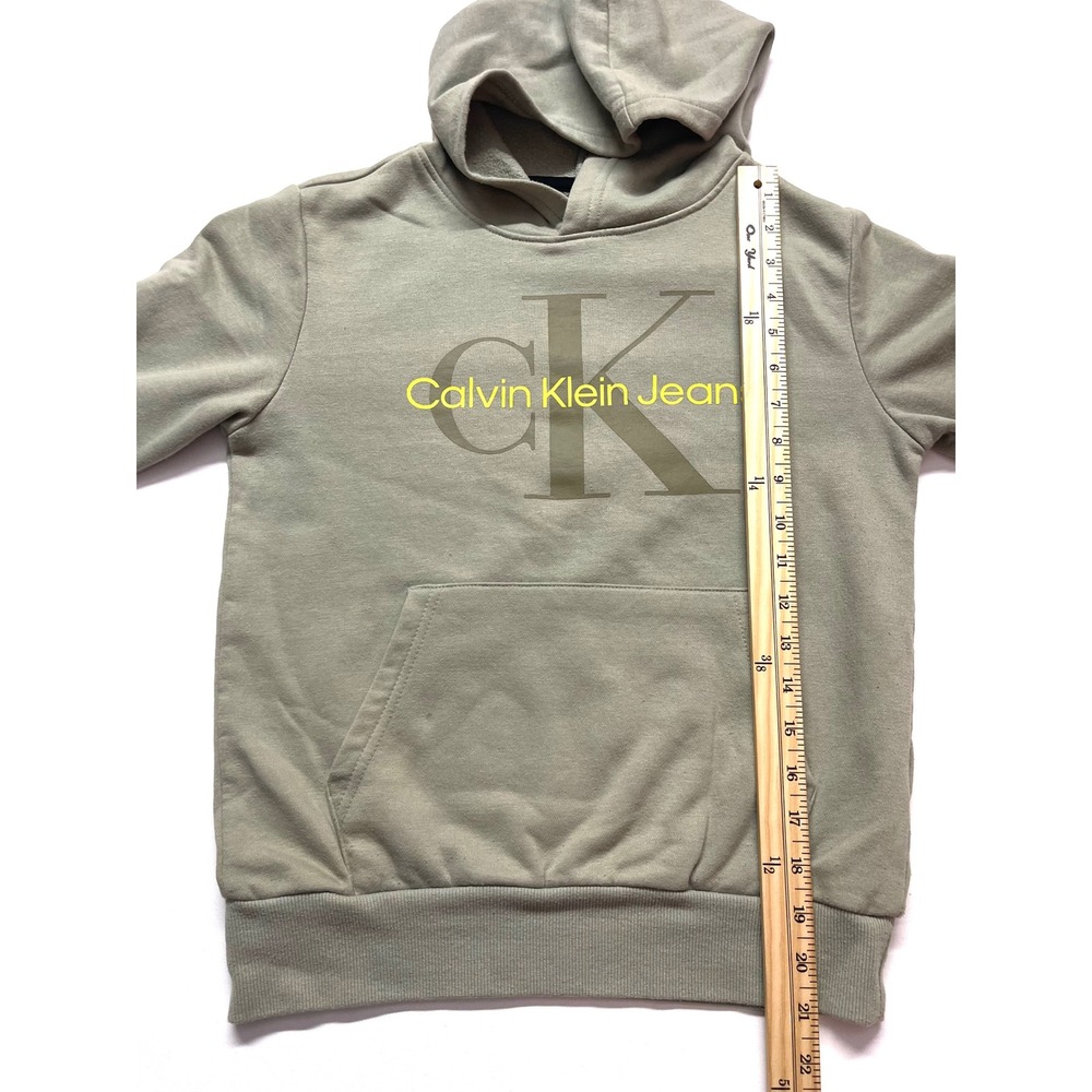 Calvin Klein Jeans Kids Sage Green Logo Pullover Hoodie Medium 10/12 0414 - Picture 3 of 10